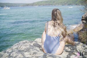 Paris in Blue Stripes at Swimsuit Heaven