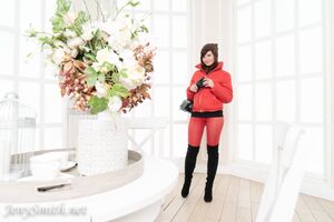 Jeny Smith in Red Pantyhose