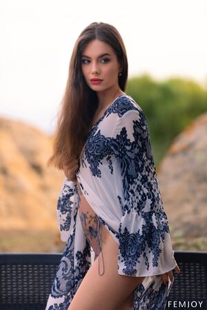 Liz Ocean Balcony Strip Erotica