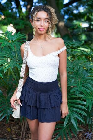 Valery Ponce Black Skirt White Thong