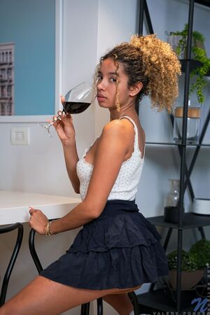 Valery Ponce Black Skirt White Thong