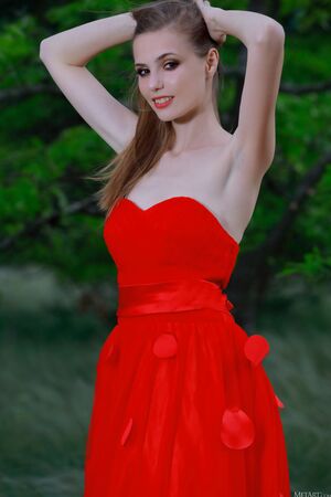 Elle Tan MetArt Ravishing In Rouge Sexy Red Dress
