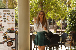 Katherine Prerija in Mango Slice Ensalada at Zishy