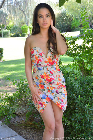 Angelina in Floral Dress And High Heels at FTV Girls
