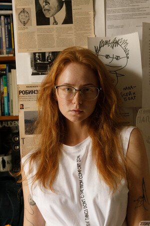 Farran Leclair in Orange Pills Me at Zishy